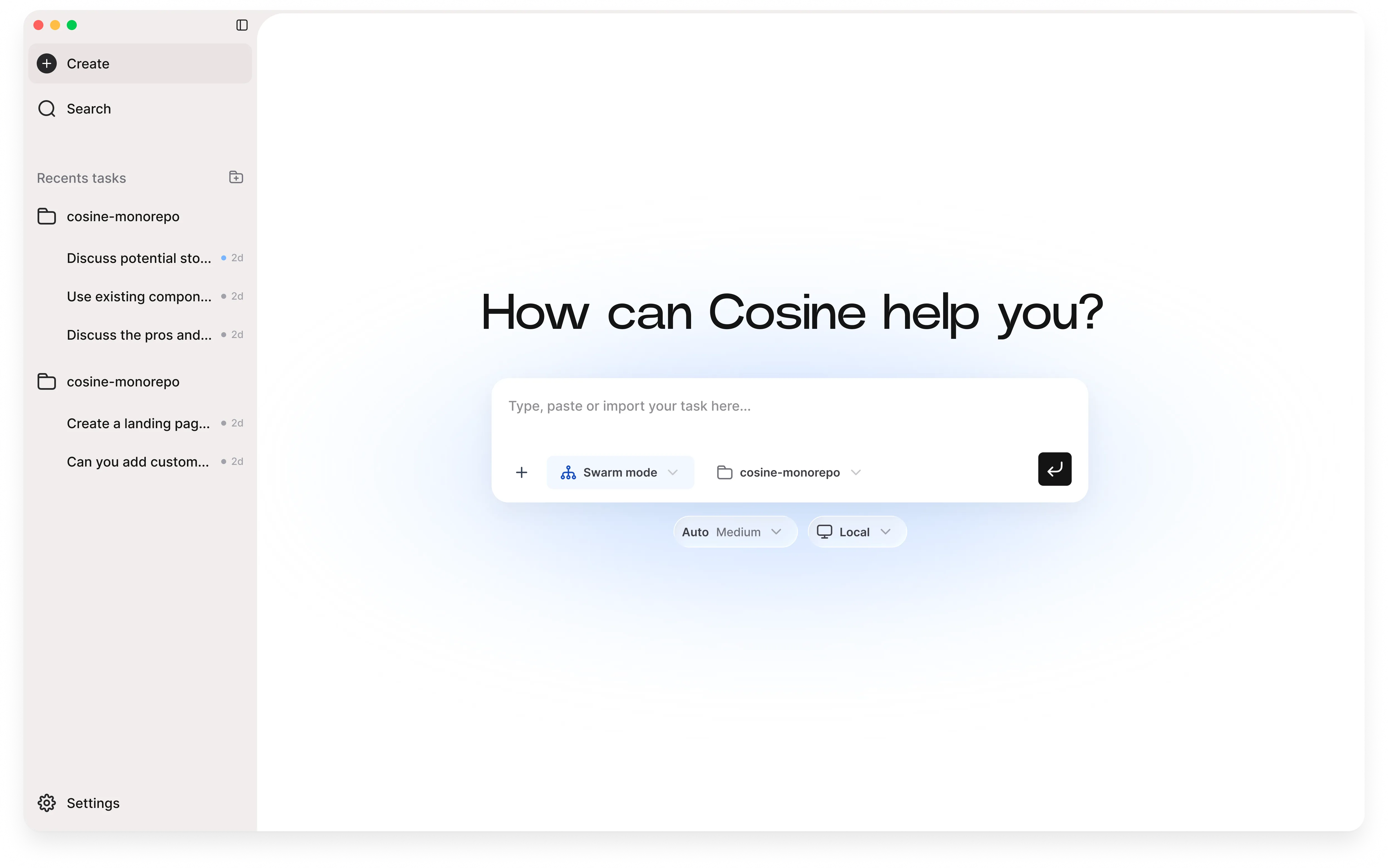 Cosine Desktop interface